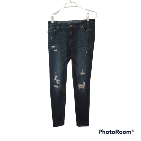 THE SKINNY distressed sequin sparkle patch denim bedazzled jeans sz 4 30… - Picture 4 of 4